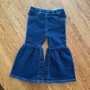 NWT Sz 18m Wrangler West Baby Girl Flared Pull On No Pocket Dark Denim Jeans